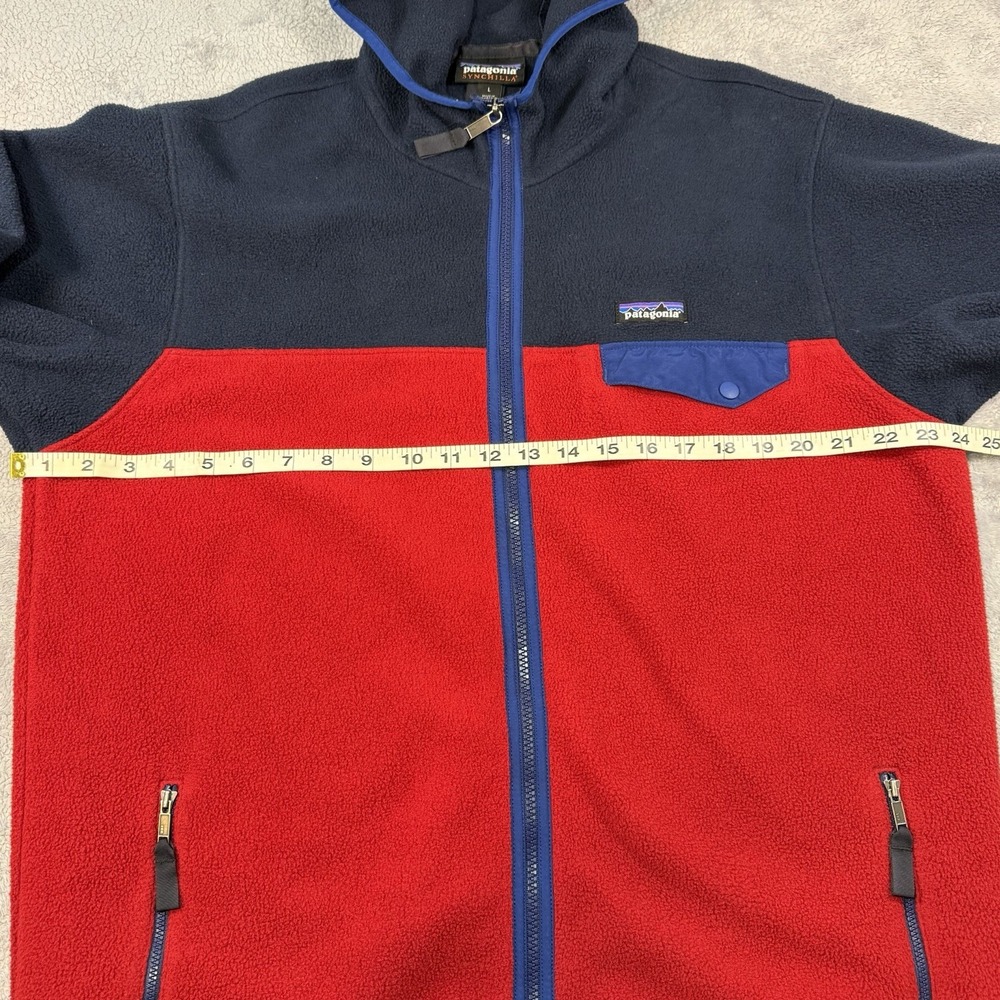Patagonia Synchilla Snap T Shell Hoodie Blue Red Full Zip Fleece Jacket Large - Picture 9 of 11